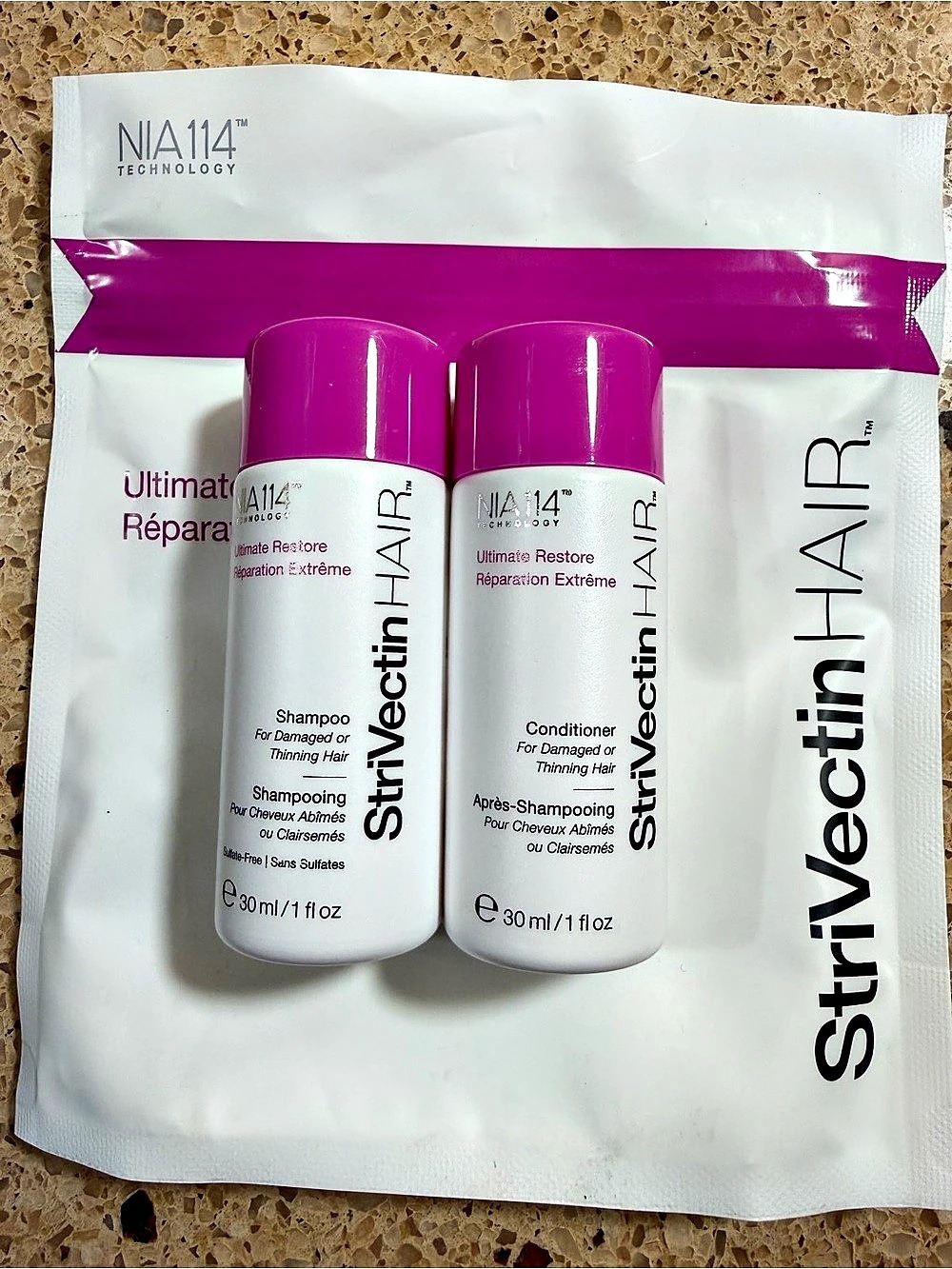 NAI14 Strivectin HAIR Ultimate Repair Shampoo & Conditioner Travel Set NWT